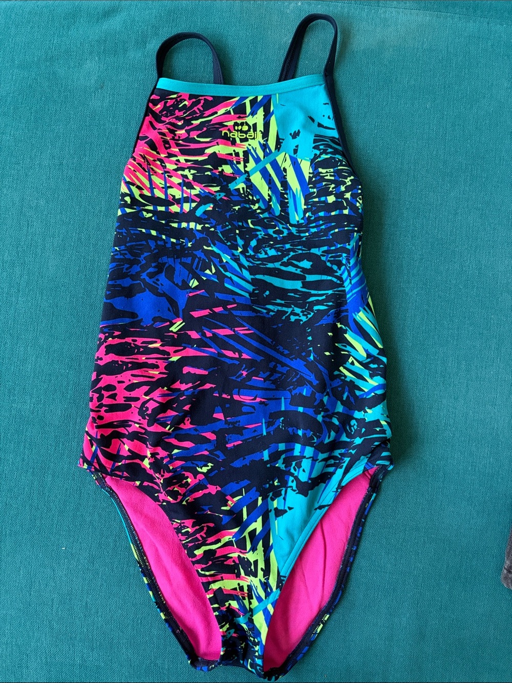 Kids' One-Piece Swimsuit in Multi Neon Print